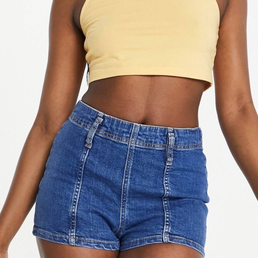 New In Package Topshop seamed joni short in mid blue sz 6 - Picture 3 of 5